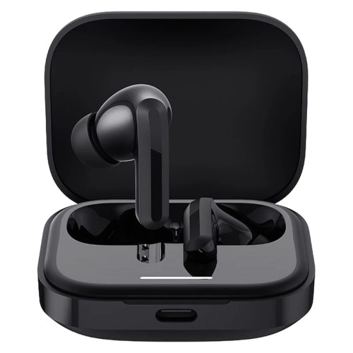 هدفون بلوتوثی شیائومی مدل Redmi Buds 5 با نویز کنسلینگ فعال (ANC)، درگاه شارژ USB Type-C، دارای نشانگر روی محفظه شارژ