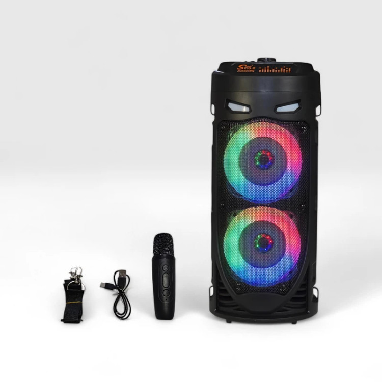 اسپیکر بلوتوثی قابل حمل سینگ ای مدل zqs-4239w، با اتصال بلوتوث، USB، جک 3.5 میلیمتری و شیار کارت حافظه، دارای باتری قابل شارژ و نور RGB